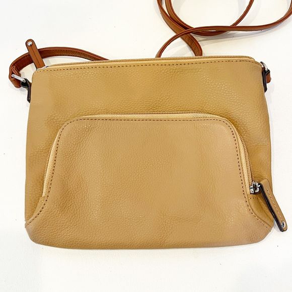 Tignanello Tan Cream Crossbody Leather Bag Outside Card Slots Wallet - Picture 4 of 7